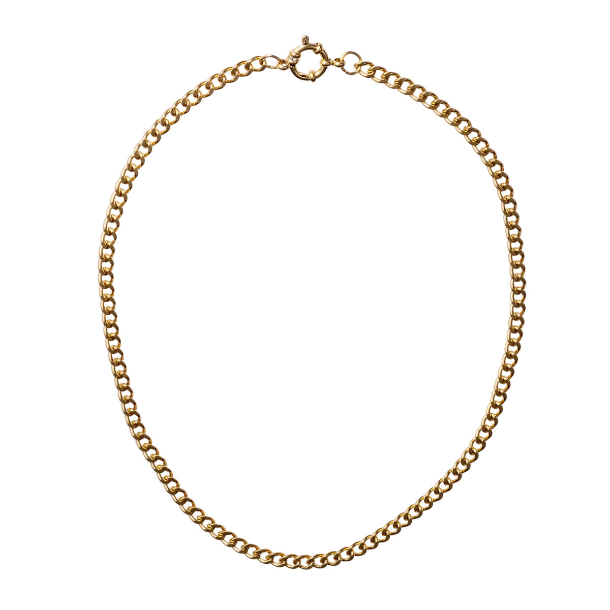 Ida necklace, gold plated stainless steel waterproof jewellery. Chunky curved link modern design