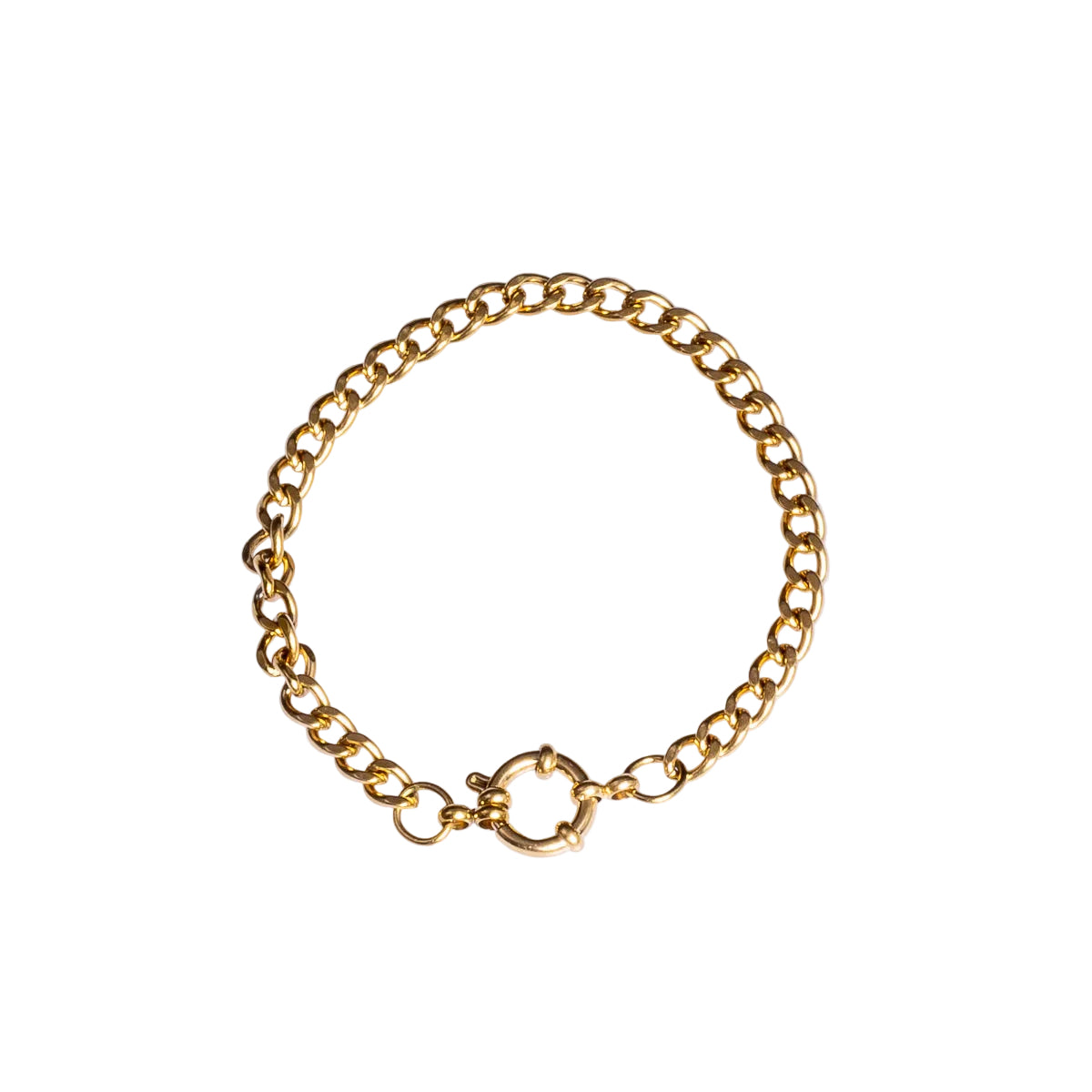 Ida bracelet, gold plated stainless steel jewellery. Chunky link modern bracelet