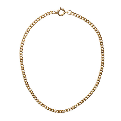 Ida necklace, gold plated stainless steel waterproof jewellery. Chunky curved link modern design
