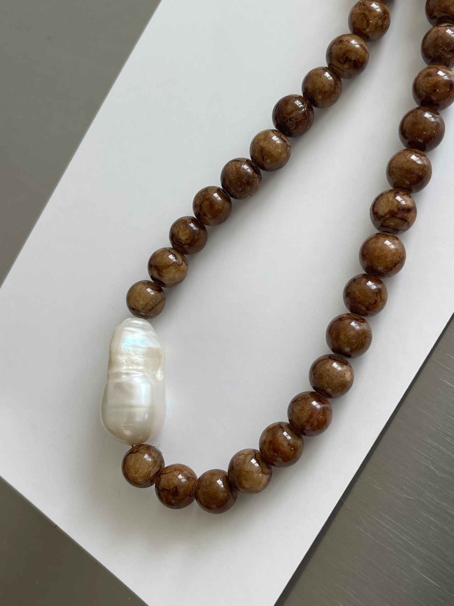 Brown beaded necklace